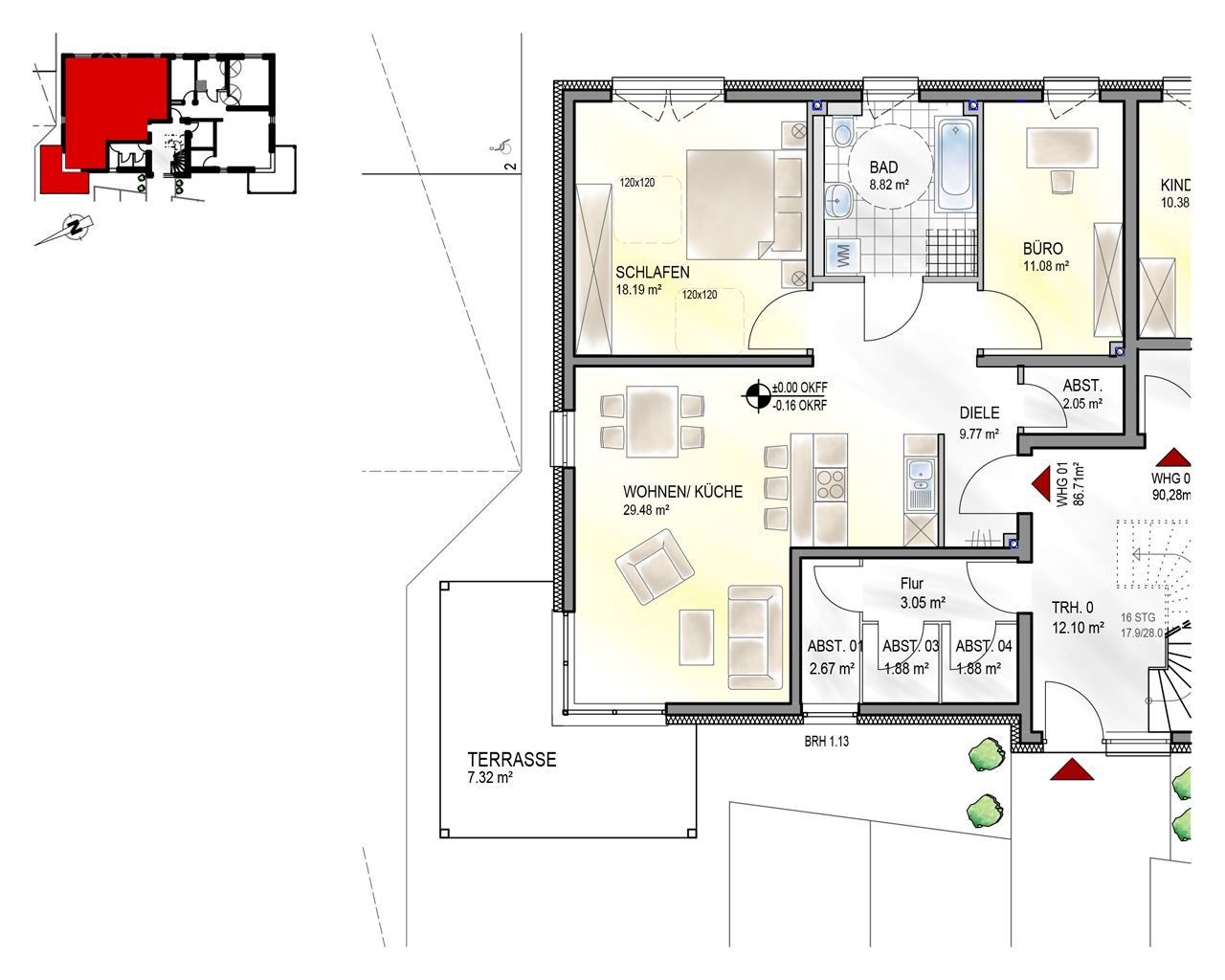 Nr. 1 - EG barrierefrei - 3 Zimmer - 86,71 m²